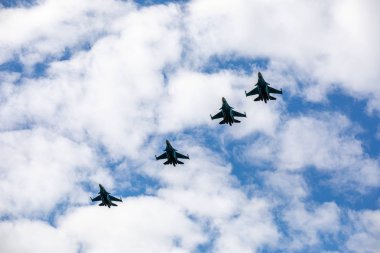 Minsk, Beyaz Rusya - 3 Ağustos 2019: Rusya Hava Kuvvetleri ve Belorussi