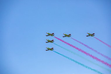 Minsk, Beyaz Rusya - 3 Ağustos 2019: Rusya Hava Kuvvetleri ve Belorussi