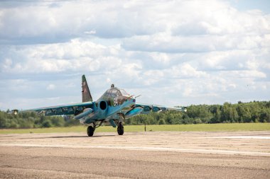 Minsk, Beyaz Rusya - 3 Ağustos 2019: Rusya Hava Kuvvetleri ve Belorussi