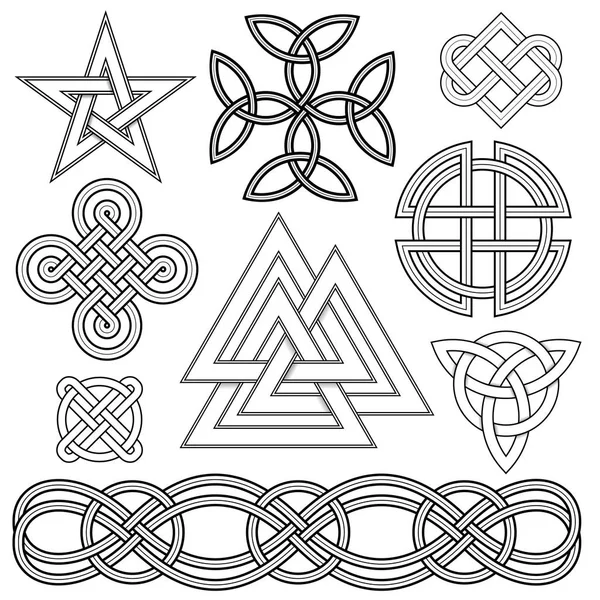 Set Editable Vector Celtic Knot Designs — Stock Vector