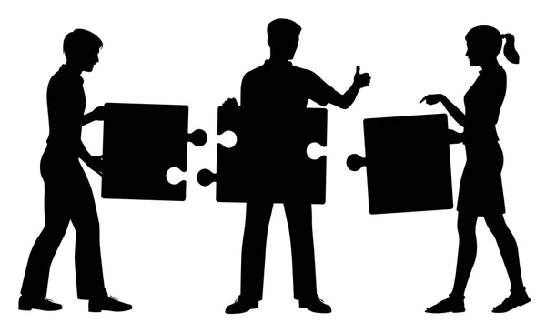 Jigsaw people silhouette — Stock Vector
