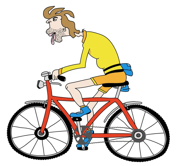 Editierbare Vektor Cartoon Illustration Eines Mannes Auf Einem Fahrrad — Stockvektor