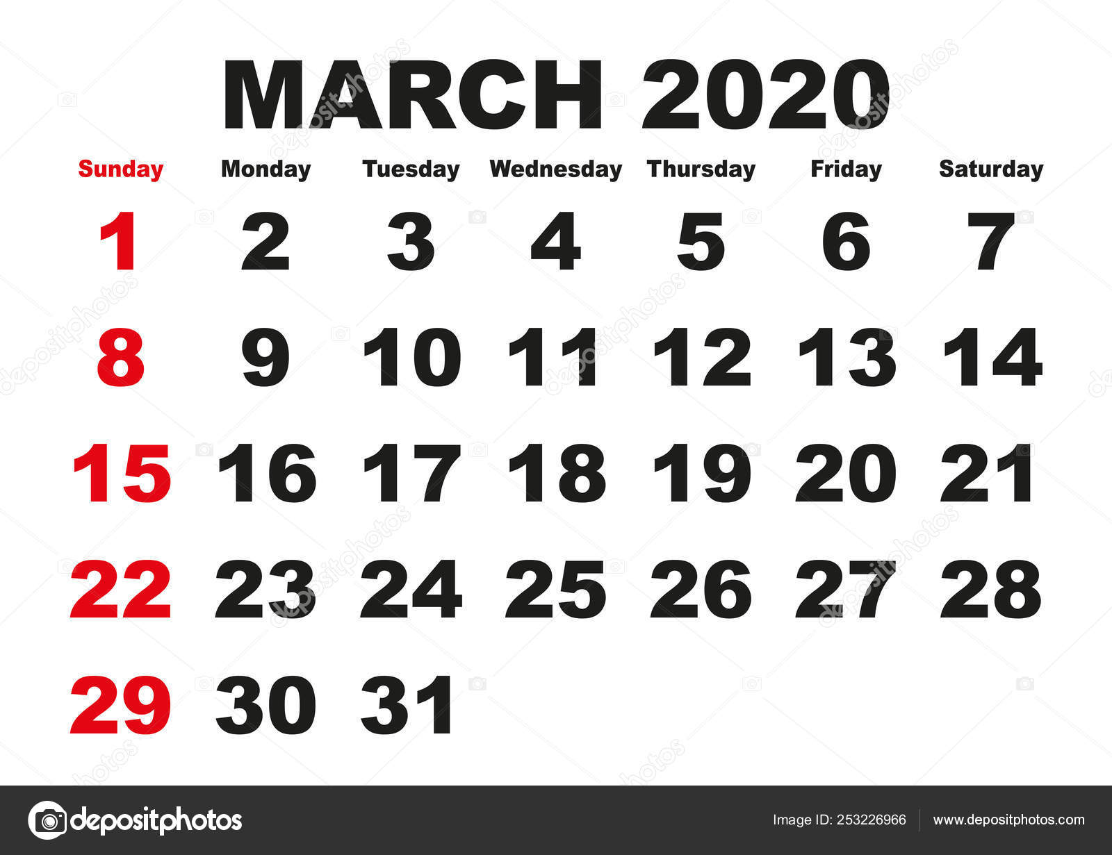 march-month-calendar-2020-english-usa-stock-vector-alfonsodetomas