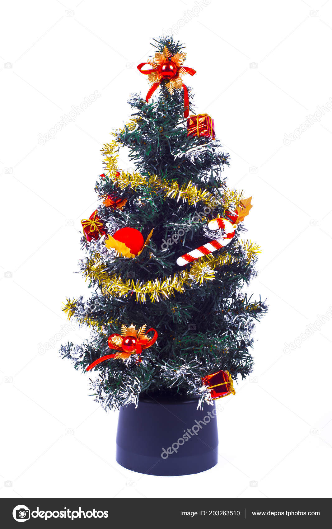 Decorated Christmas Tree Patchwork Ornament Artificial Red Star