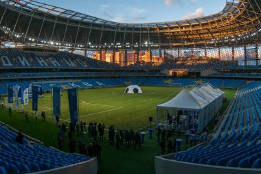 Rusya, Moskova, Ekim 2017: Moscowe yeni inşa edilmiş Dinamo stadı nda alan sunum