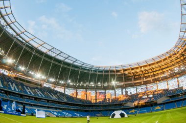 Rusya, Moskova, Ekim 2017: Moscowe yeni inşa edilmiş Dinamo stadı nda alan sunum