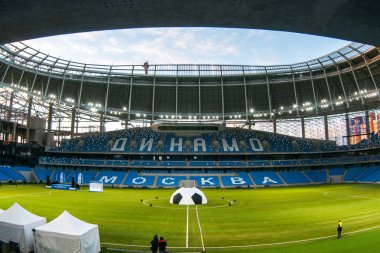 Rusya, Moskova, Ekim 2017: Moscowe yeni inşa edilmiş Dinamo stadı nda alan sunum