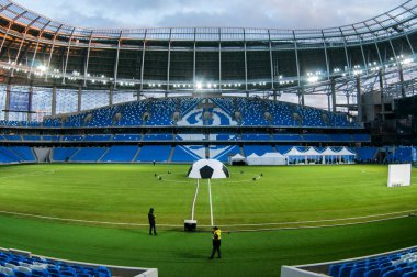 Rusya, Moskova, Ekim 2017: Moscowe yeni inşa edilmiş Dinamo stadı nda alan sunum