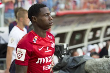 Rusya, Moskova, Ağustos 2017: İleri, Spartak futbol kulübü Quincy Promes