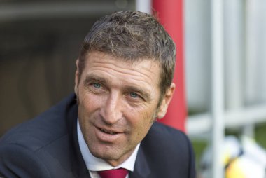 Rusya, Moskova, Ağustos 2017: Baş antrenör Spartak Moskova Futbol Kulübü Massimo Carrera