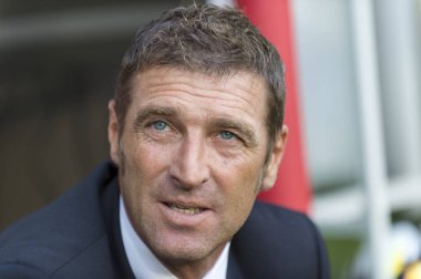 Rusya, Moskova, Ağustos 2017: Baş antrenör Spartak Moskova Futbol Kulübü Massimo Carrera