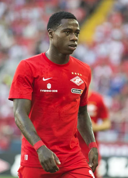 Rusya, Moskova, Ağustos 2017: İleri, Spartak futbol kulübü Quincy Promes