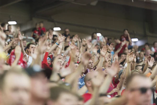 Rússia Moscow Agosto 2017 Fãs Clube Futebol Spartak Moscou Estão — Fotografia de Stock