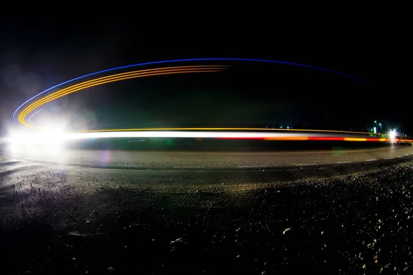 Headlights Car Long Exposure — Stock Photo, Image