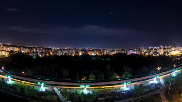 電車や飛行機でモスクワのタイムラプス 夜の交通 — ストック動画