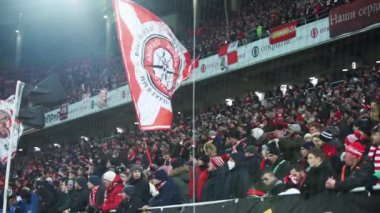 Rusya, Moskova, 11 Mart 2018: Spartak Moskova futbol kulübü Rusya Premier Ligi Spartak (Moskova) - Ska (Khabarovsk maç hayranları)