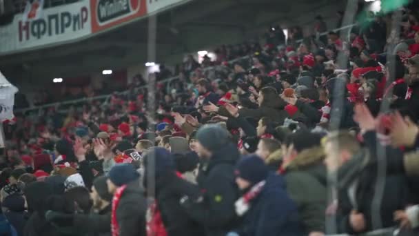 Rússia Moscou Março 2018 Fãs Spartak Moscou Clube Futebol Durante — Vídeo de Stock