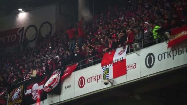 Rusko Moskva Března 2018 Fanoušci Fotbalového Klubu Spartak Moskva Během — Stock video