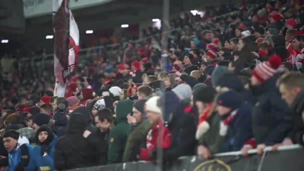 Rússia Moscou Março 2018 Fãs Spartak Moscou Clube Futebol Durante — Vídeo de Stock