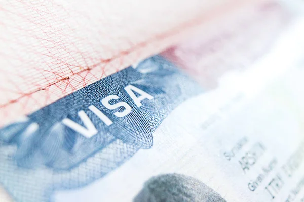 Visum Stempel Reisepass Einwanderung Makroemigration — Stockfoto