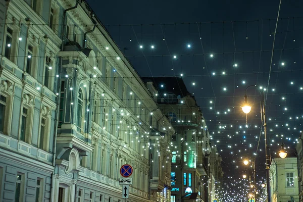 New Year Christmas Lighting Decoration Street Bolshaya Dmitrovka Moscow Russia — Stock Photo, Image