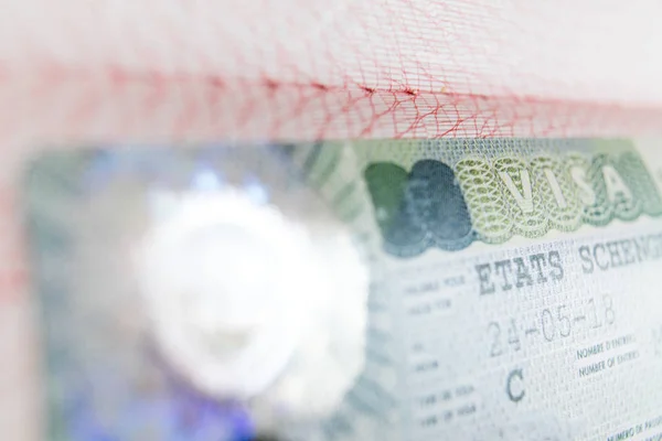 Visa 邮票旅行护照移民宏观移民 — 图库照片