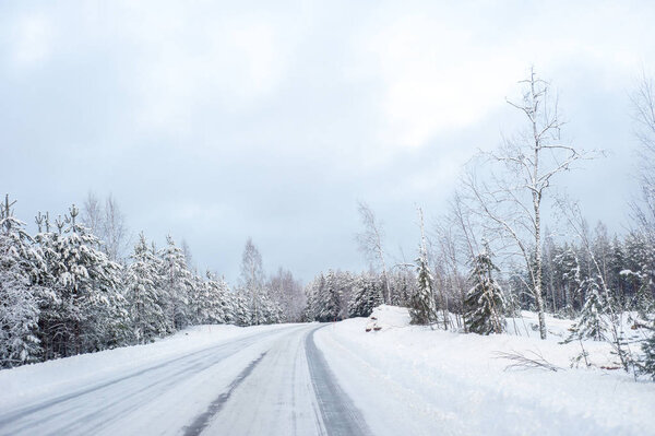 snow country road in Finland