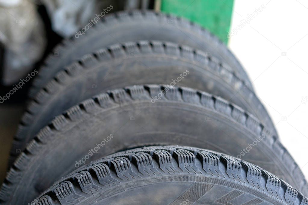 Four winter tire wheels are near service