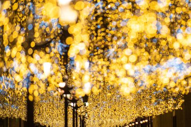 Nikolskaya street, Moskova, Rusya Red Square yakınındaki gece ışıkları