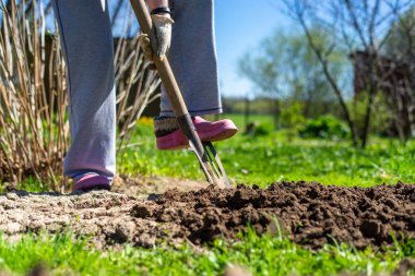 kadın bahçede kazı