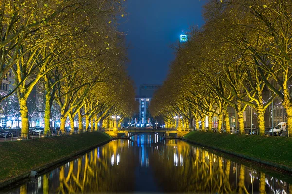 Vue Panoramique Avenue Historique Koenigsallee King Avenue Düsseldorf Allemagne — Photo