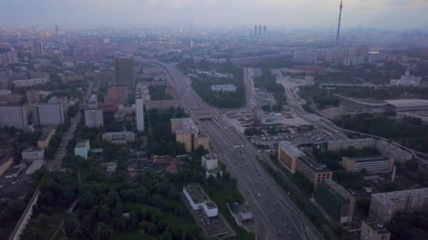 Pohled Shora Doprava Prospekt Myra Ostankino Televizní Věže Pozadí Moskvě — Stock video