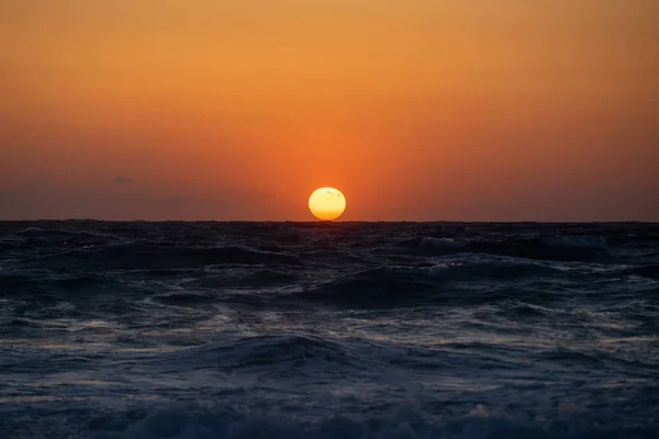 Puesta Sol Mar Playa Falasarne Grecia Creta — Foto de Stock