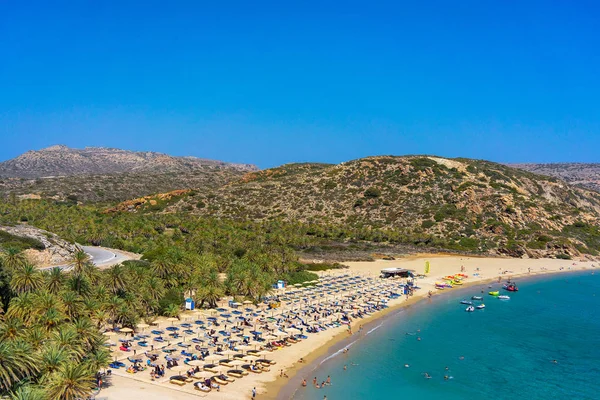 Vai palmtrees koyu ve Plajı Yunanistan'da Girit Adası'nda