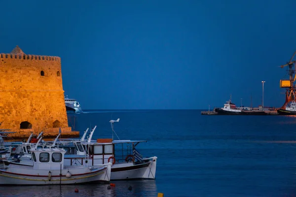 Alter Venezianischer Hafen Mit Booten Heraklion Betoninsel Griechenland — Stockfoto