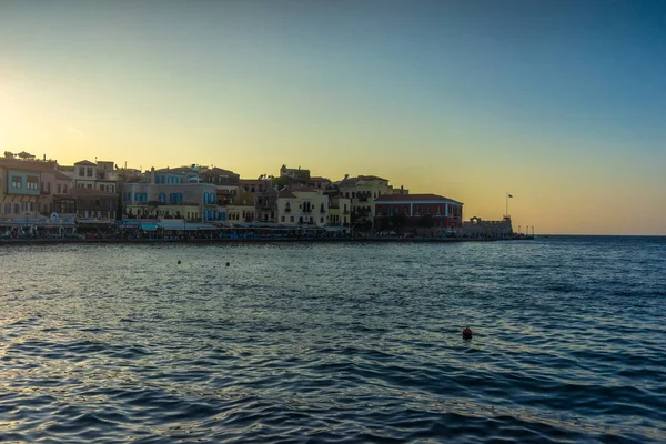 Griechenland Chania August 2018 Beleuchteter Venezianischer Hafen Von Chania Beton — Stockfoto