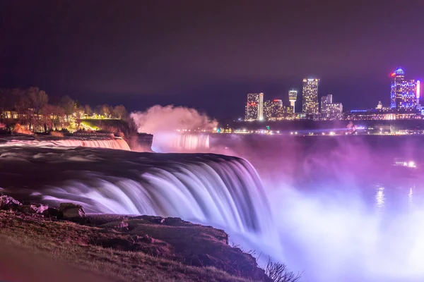 Usa Naigara Caída 2019 Noche Las Cataratas Del Niágara Las —  Fotos de Stock