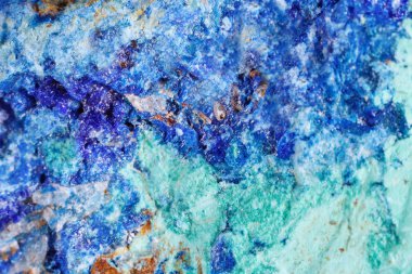 Mineral Azurit. Mineral doku. Makro doğal gemstone çekim. Ham maden. Arka plan.