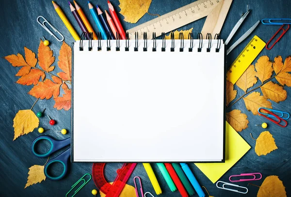 Back to school background with school supplies.View from above. — Stock Photo, Image