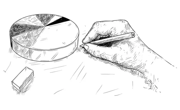 Karikatur der Hand Zeichnung Tortendiagramm oder Graph — Stockvektor