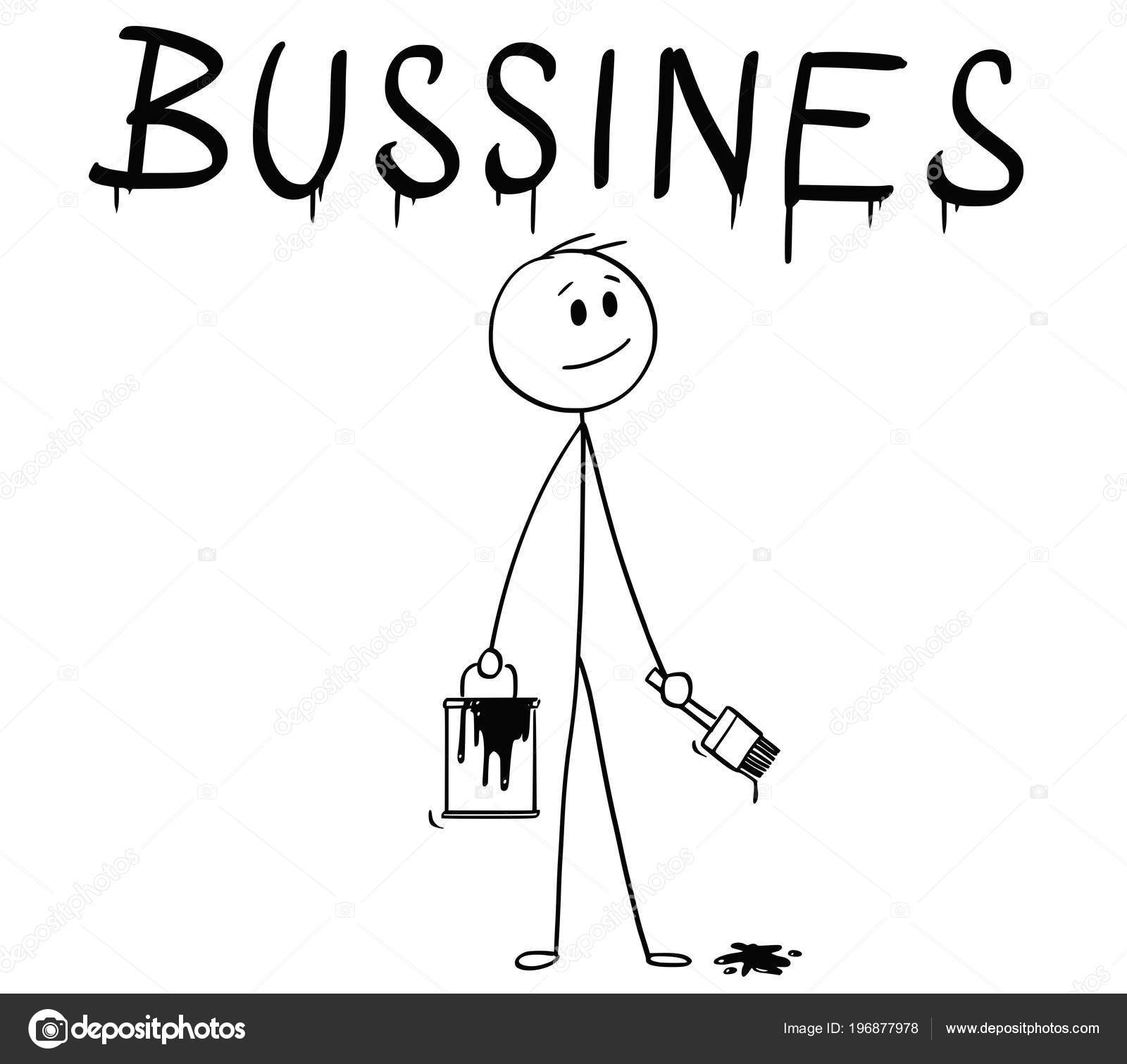 Desenhos animados de empresário com escova e pintura pode pintar a  estratégia do Word imagem vetorial de ursus@zdeneksasek.com© 196878912