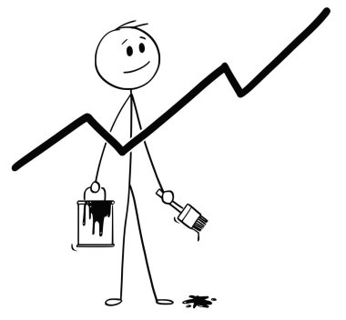 Karikatür fırça ve boya ile işadamı olabilir grafik veya grafik büyüyen resim