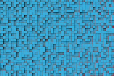 Soyut Mavi deniz mavisi 3d geometrik küp arka plan kırmızı ikincil ışık kaynağı ile desen tasarım