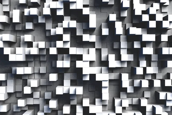 3D-s geometriai kocka csempe absztrakt fekete-fehérben vagy a szürke háttér tervezési mintát a ragyogó fény — Stock Fotó