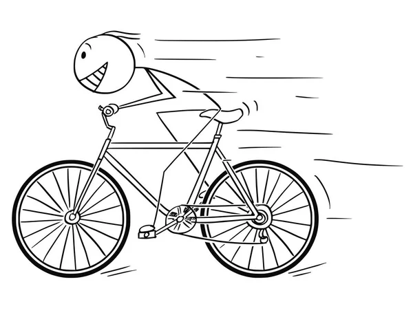 Desenhos animados de Man Riding rápido na bicicleta —  Vetores de Stock
