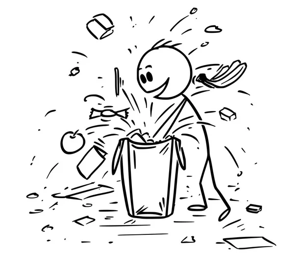 Γελοιογραφία της ανάγωγος παιδί ή χαλούν την τσάντα αγορών, ενώ ψάχνει για δώρο ή καραμέλα αγόρι — Διανυσματικό Αρχείο