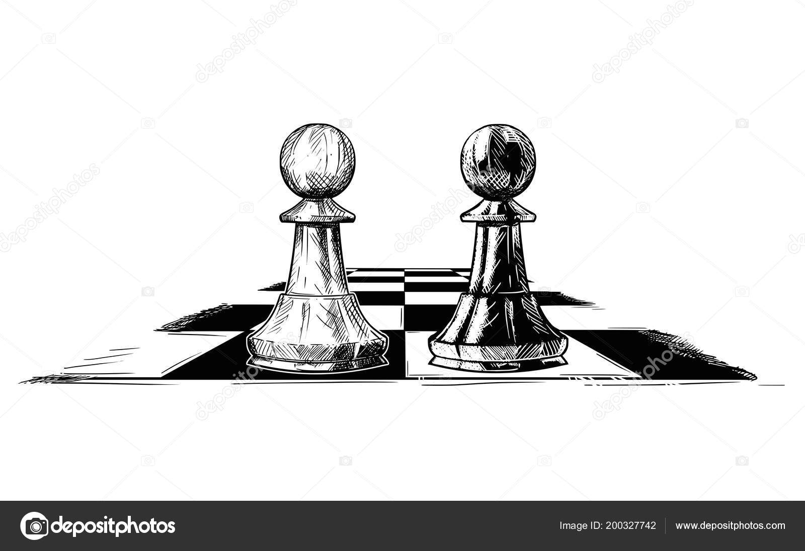 Two pawns are chess pieces sketch. Lies and stands. Vector hand-drawn  illustration. 25741990 Vector Art at Vecteezy