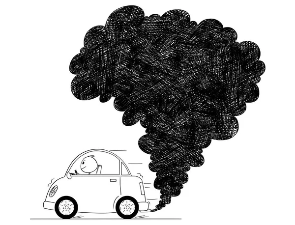 Dibujo artístico vectorial Ilustración de la contaminación atmosférica del coche — Archivo Imágenes Vectoriales