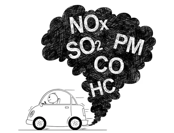 Εικονογράφηση φορέα καλλιτεχνική σχεδίαση των αυτοκινήτων της ατμοσφαιρικής ρύπανσης — Διανυσματικό Αρχείο