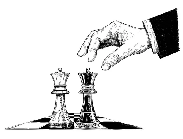 Chess Board Hand Drawing Vintage Style Black And White Clip Art Isolated On  White Background Stock Illustration - Download Image Now - iStock